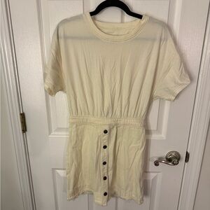 Pilcro Cream Button-Down Short Sleeve Dress